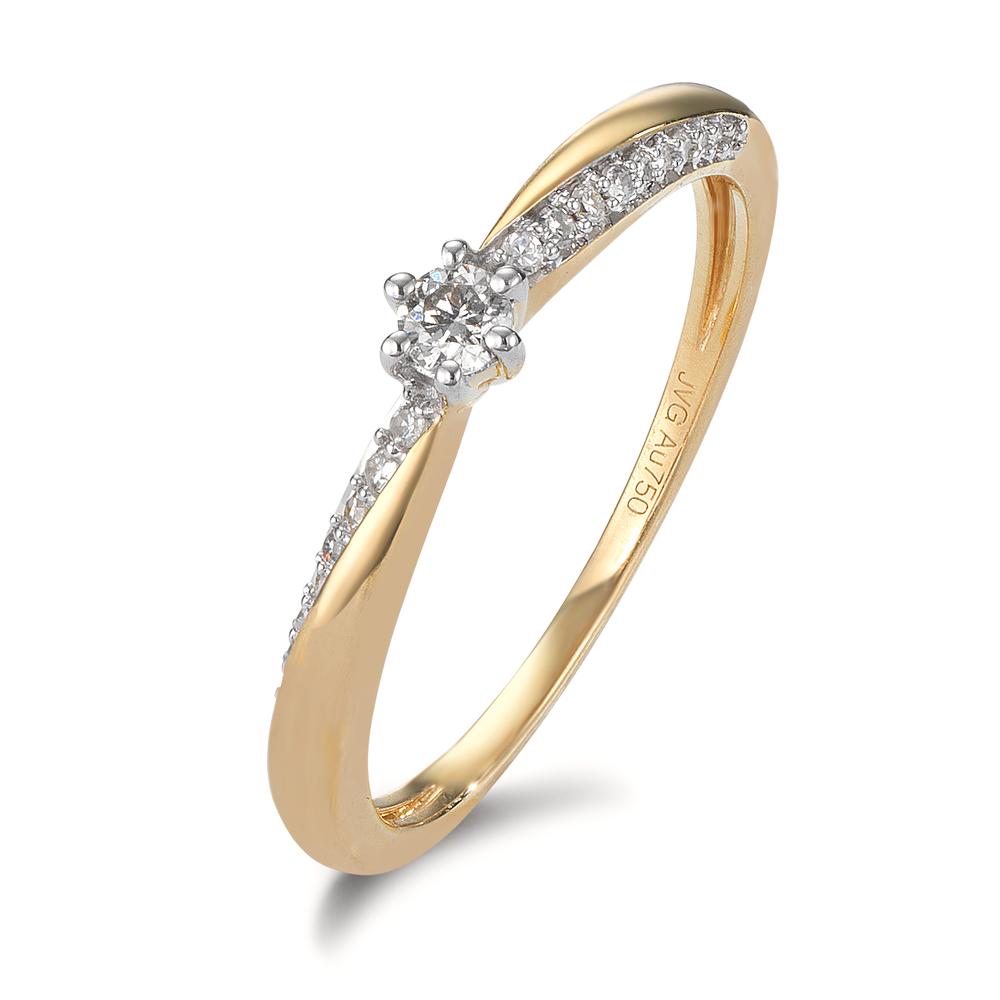 WERT 690 € BRILLANT RING IN 585er 14K store GELBGOLD vxlt K77743