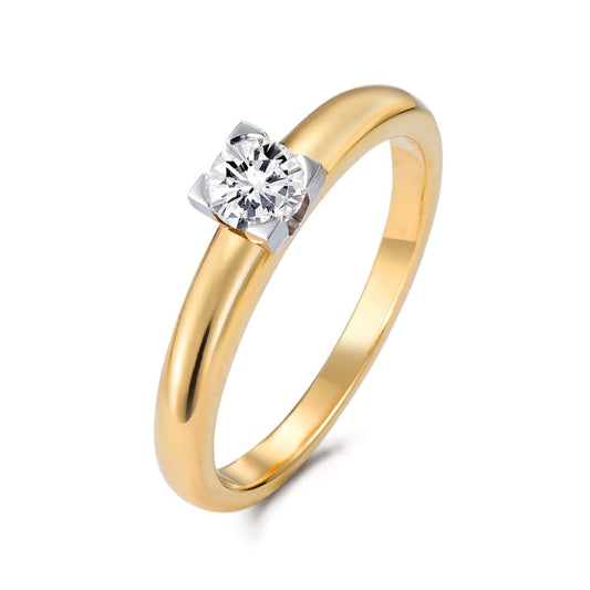 Solitär Ring 750/18 K Gelbgold Diamant 0.30 ct, w-si bicolor