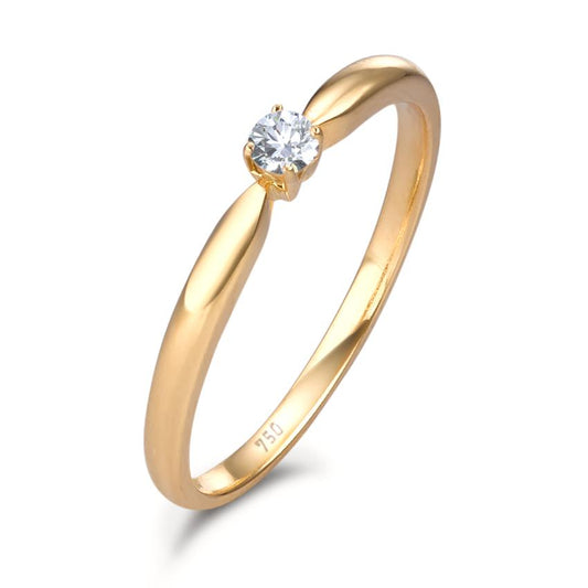 Solitär Ring 750/18 K Gelbgold Diamant 0.10 ct, w-si