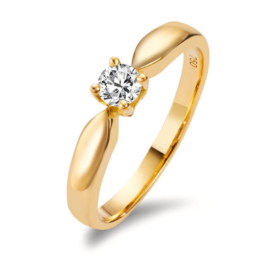 Solitär Ring 750/18 K Gelbgold Diamant 0.20 ct, w-si