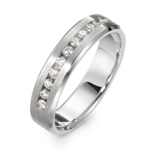 Memory Ring 750/18 K Weissgold Diamant 0.25 ct, 12 Steine, w-si