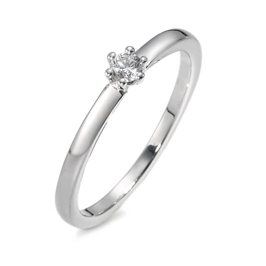 Solitär Ring 750/18 K Weissgold Diamant 0.10 ct, w-si