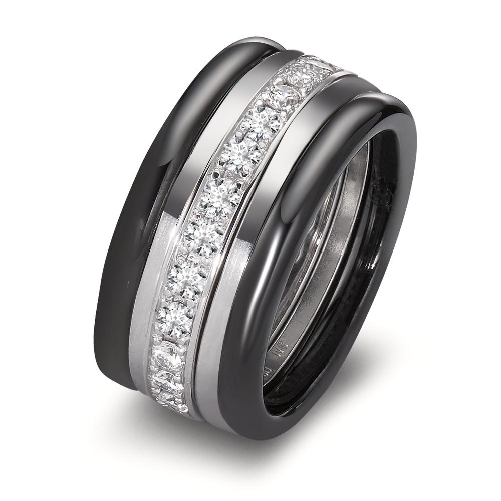 Memory Ring 750/18 K Weissgold Diamant weiss, 1 ct, 25 Steine, Brillantschliff, w-si