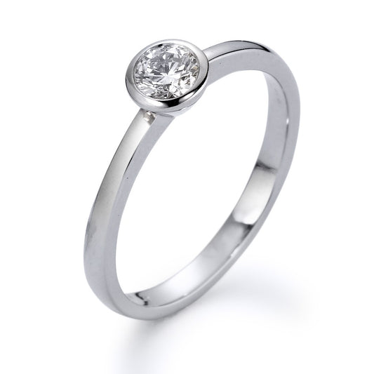 Solitär Ring 750/18 K Weissgold Diamant weiss, 0.25 ct, Brillantschliff, w-si