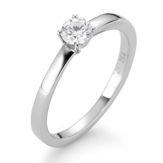 Solitär Ring 750/18 K Weissgold Diamant weiss, 0.25 ct, Brillantschliff, w-si