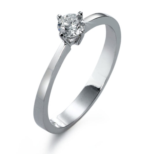 Solitär Ring 750/18 K Weissgold Diamant weiss, 0.30 ct, si rhodiniert