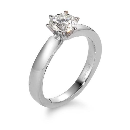 Solitär Ring 750/18 K Weissgold Diamant weiss, 0.75 ct, Brillantschliff, si, IGI Ø5.5 mm