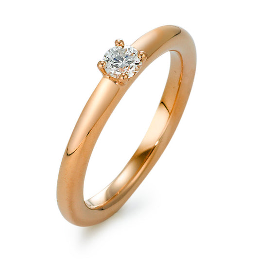 Solitär Ring 750/18 K Rotgold Diamant 0.20 ct, w-si