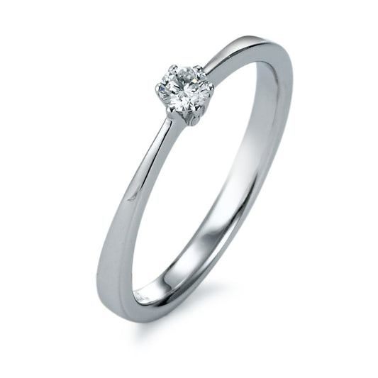 Solitär Ring 750/18 K Weissgold Diamant 0.10 ct, Brillantschliff, w-si