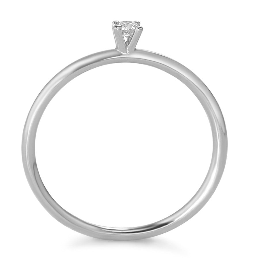 Solitär Ring 750/18 K Weissgold Diamant 0.05 ct, w-si