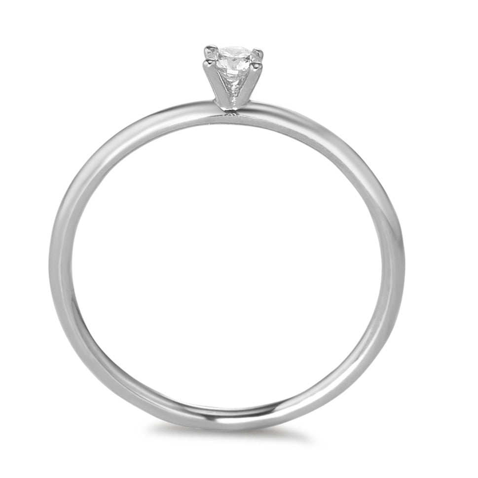 Solitär Ring 750/18 K Weissgold Diamant 0.10 ct, w-si