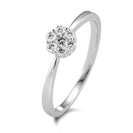 Fingerring 375/9 K Weissgold Diamant 0.18 ct, 7 Steine, w-si