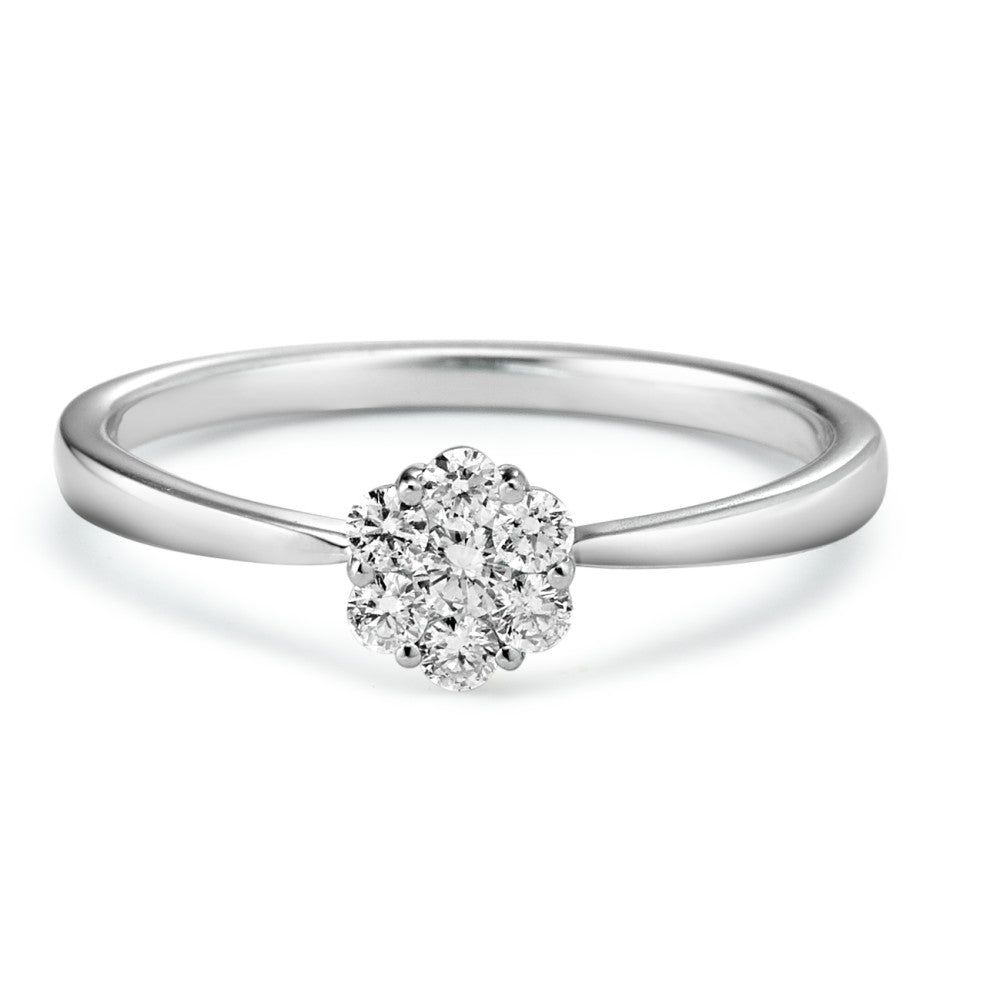 Fingerring 375/9 K Weissgold Diamant 0.18 ct, 7 Steine, w-si