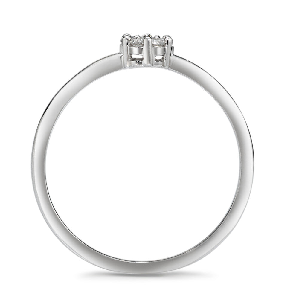 Solitär Ring 750/18 K Weissgold Diamant 0.10 ct, 7 Steine, w-si