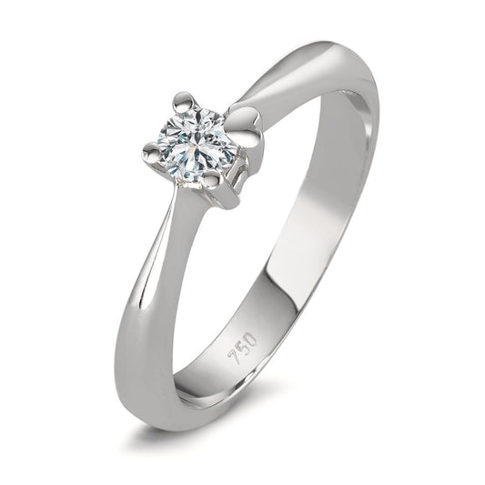 Solitär Ring 750/18 K Weissgold Diamant 0.19 ct, w-si Herz