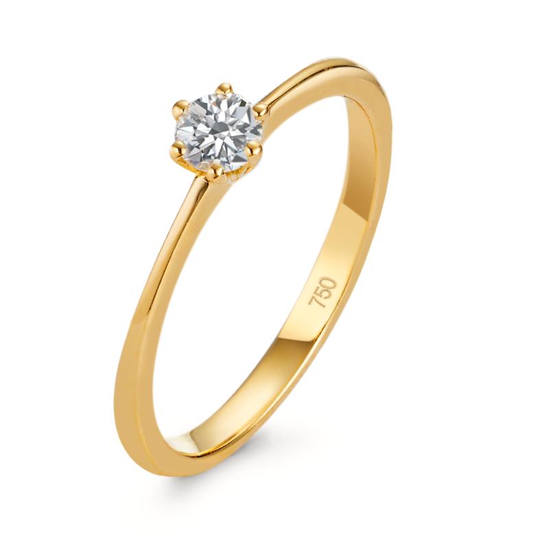 Solitär Ring 750/18 K Gelbgold Diamant 0.20 ct, w-si