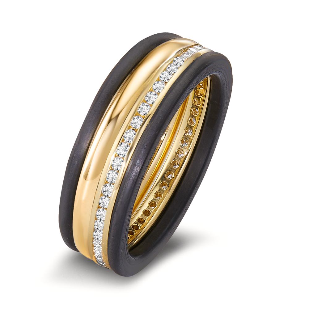 Memory Ring 750/18 K Gelbgold Diamant 0.25 ct, 50 Steine, w-si