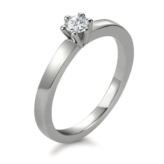 Solitär Ring 950 Platin Diamant weiss, 0.20 ct, Brillantschliff, w-si