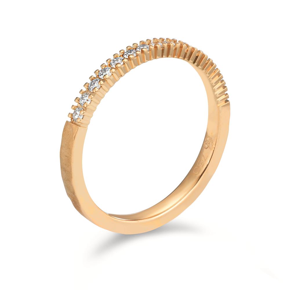 Memory Ring 750/18 K Rosegold Diamant 0.225 ct, 15 Steine, w-si